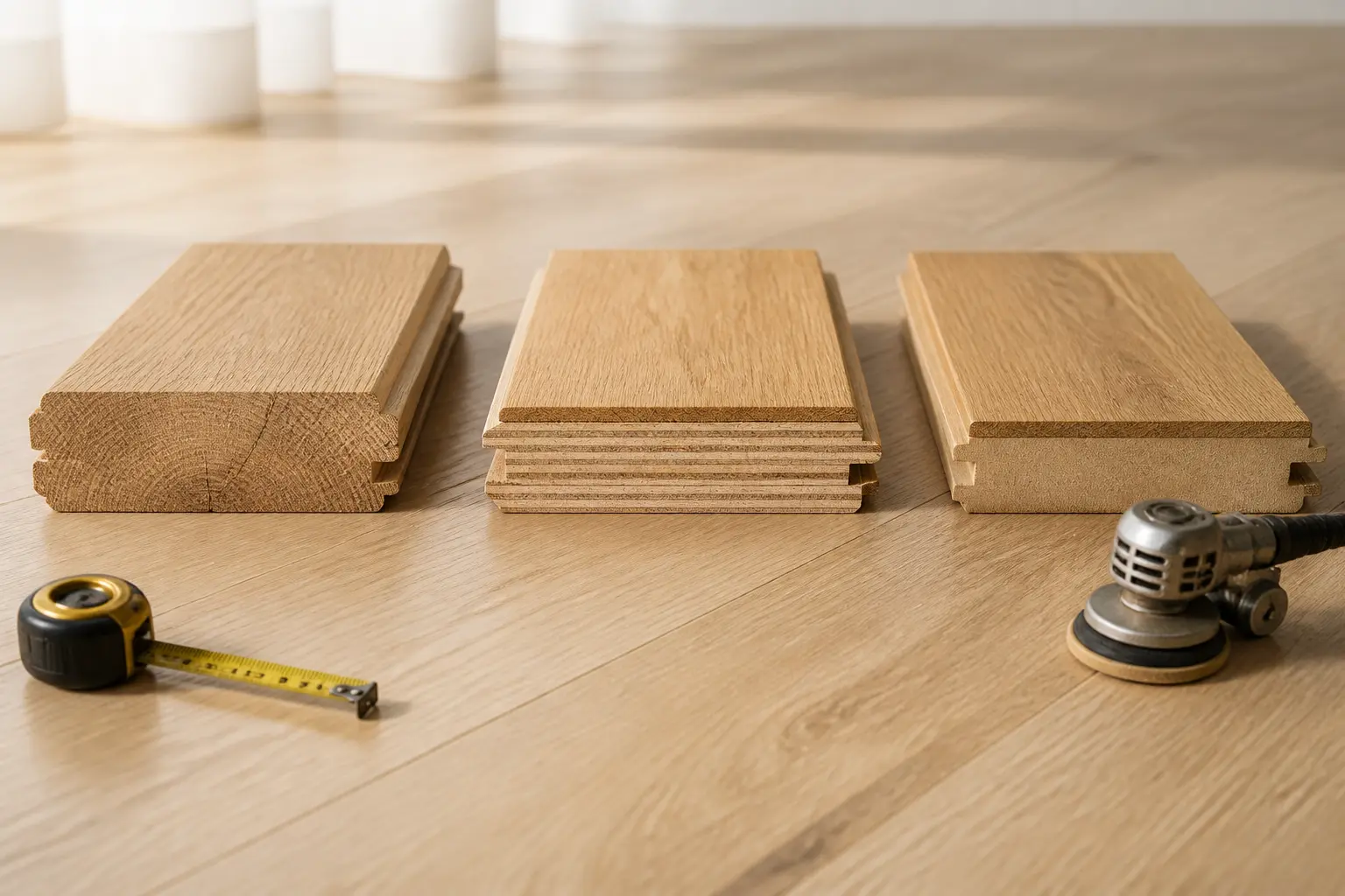Parquet en point de hongrie : comparaison de trois structures en chêne massif, contrecollé et semi-massif